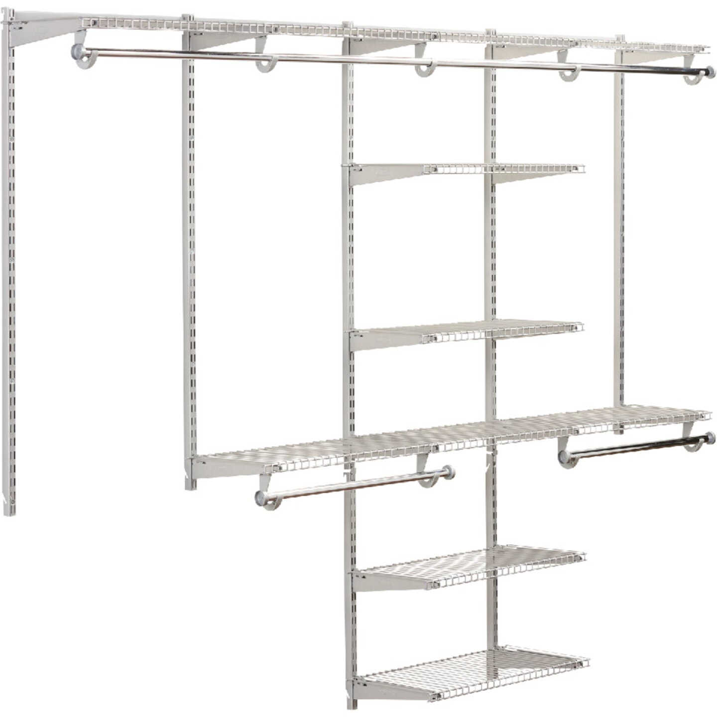 Rubbermaid Configurations Deluxe Closet Kit, Titanium, 4-8 Ft., Wire  Shelving Kit with Expandable Shelving and Telescoping Rods, Custom Closet