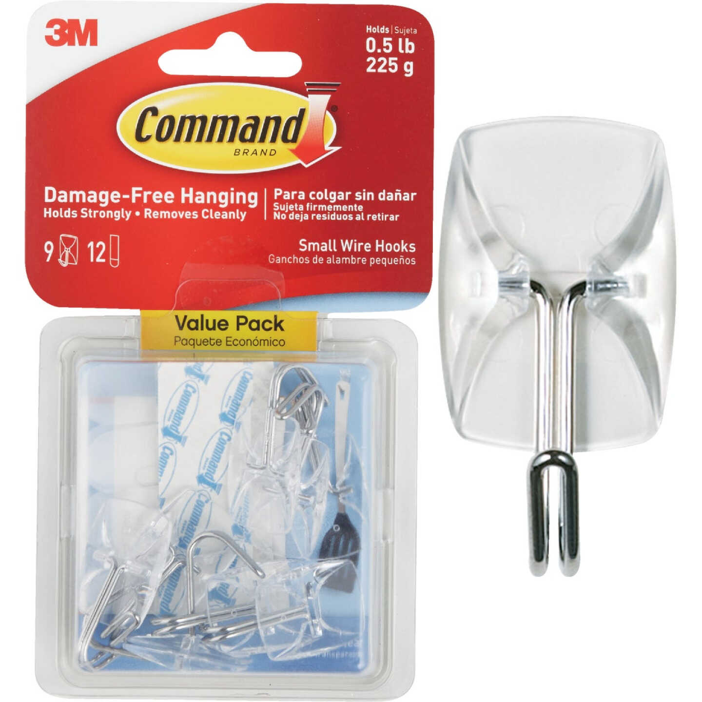 Command Large Wire Hook Adhesive No Damage Plastic 1 Hook 2 Strips White, 2  Pack