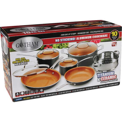 Gotham Steel Gray Non-Stick Aluminum Round Cookware Set (10-Piece)